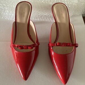 Kate Spade Patent Leather Red Mule Bow